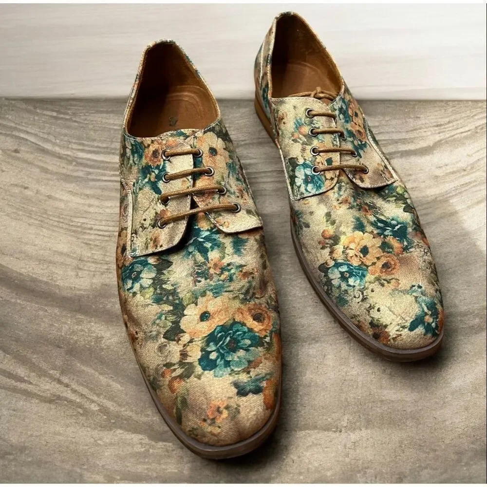Polar Fox Paco Oxford Derby Dress Shoes Floral Size 13